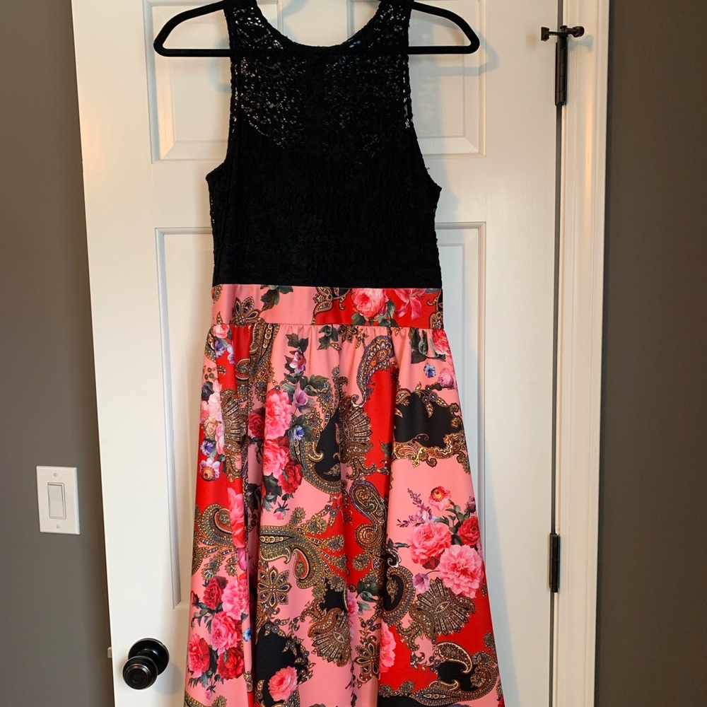 Alexia Admor Scuba & Lace Printed Twofer Dress